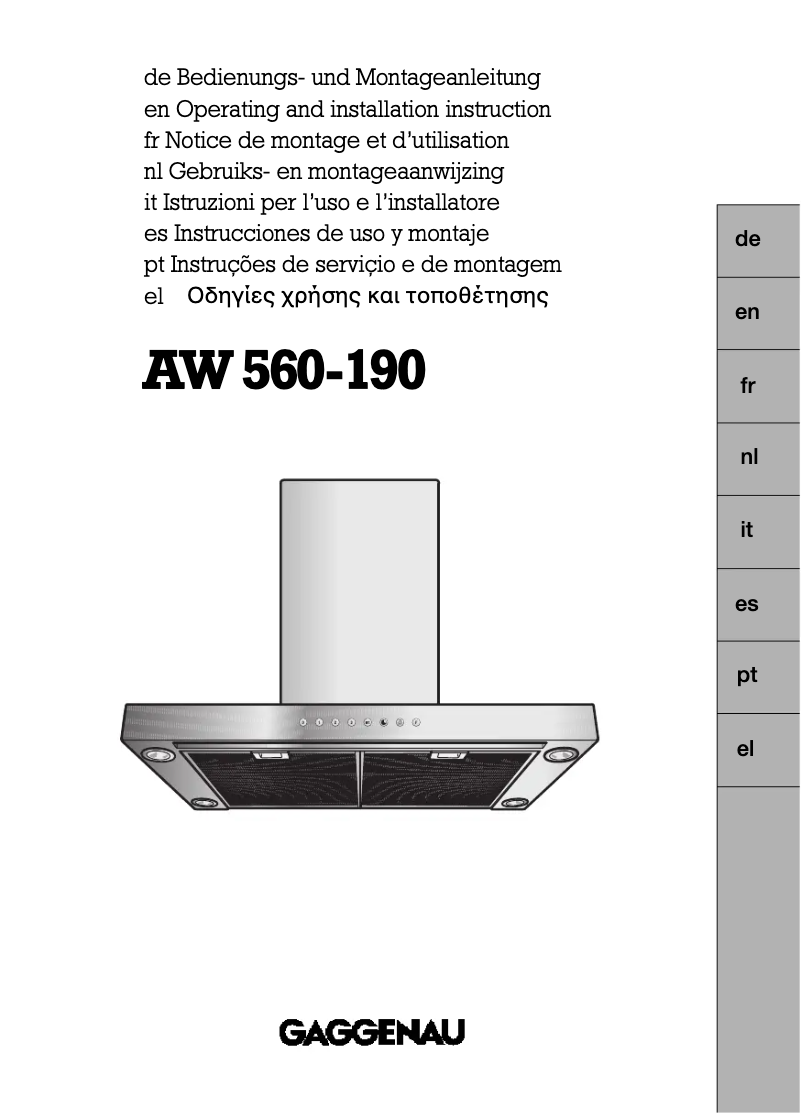 Image de la première page du manuel de l'appareil AW561191