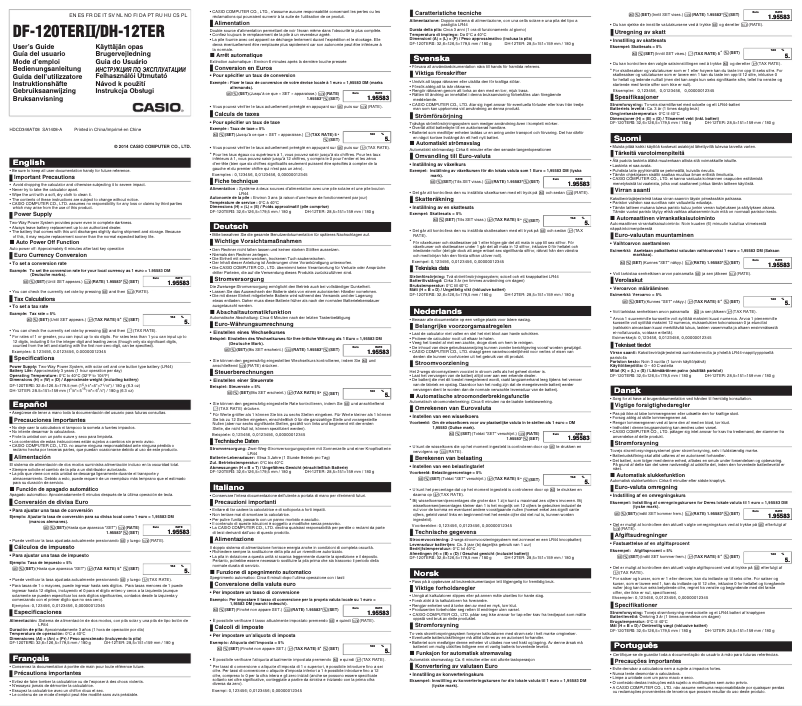 Page 1 de la notice Manuel utilisateur Casio DH-12TER