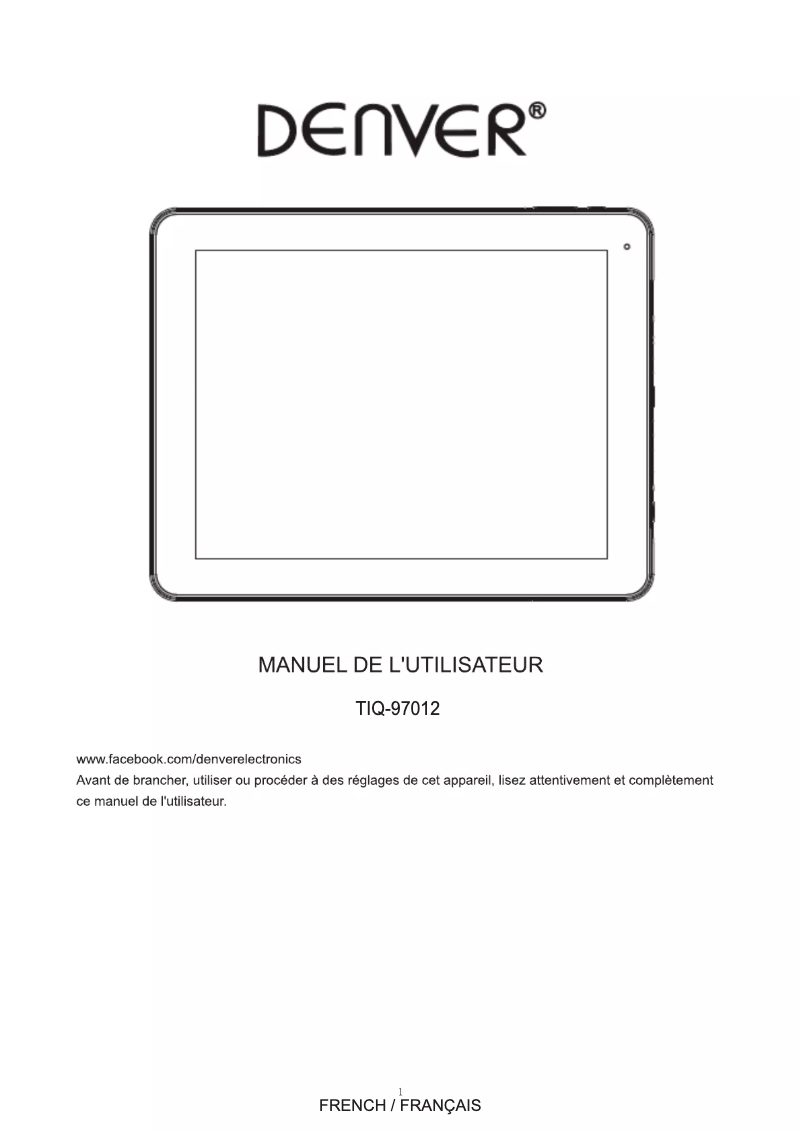 Page 1 de la notice Manuel utilisateur Denver TIQ-97012