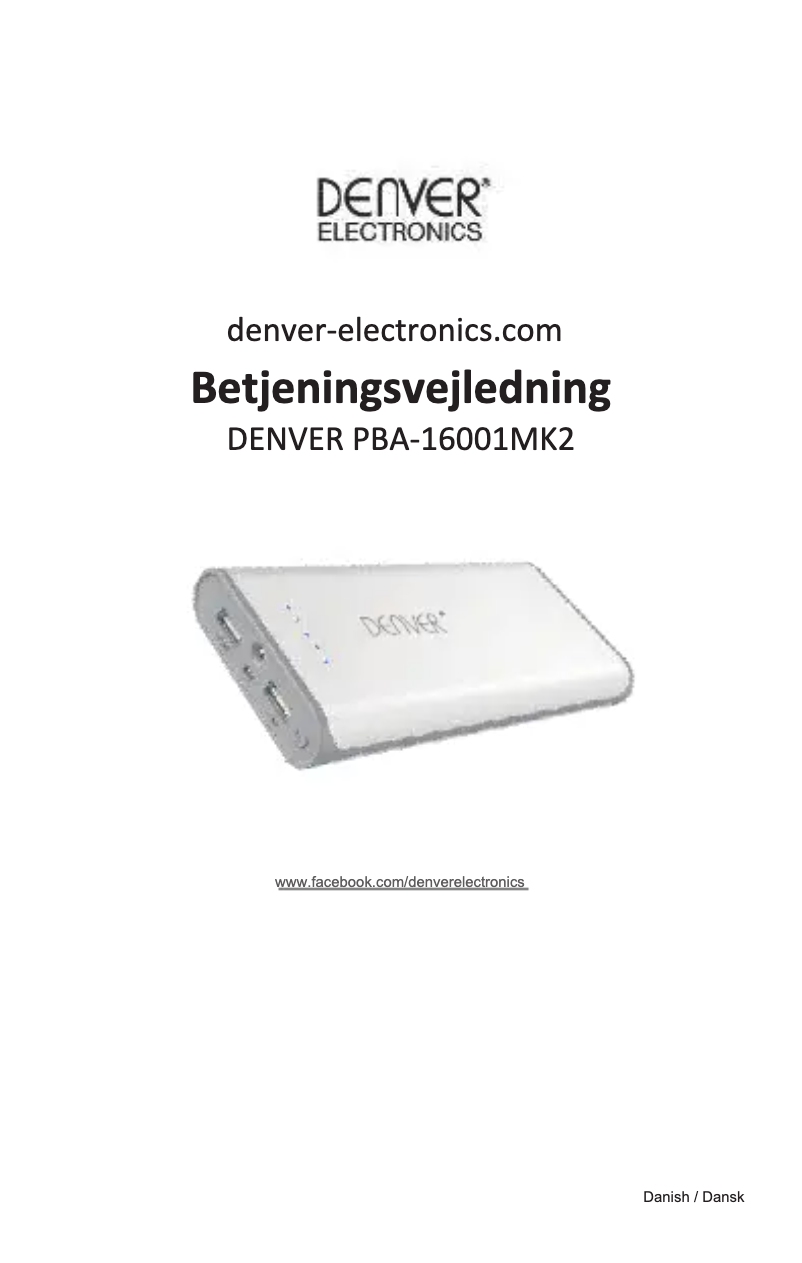 Page 1 de la notice Manuel utilisateur Denver PBA-16001MK2