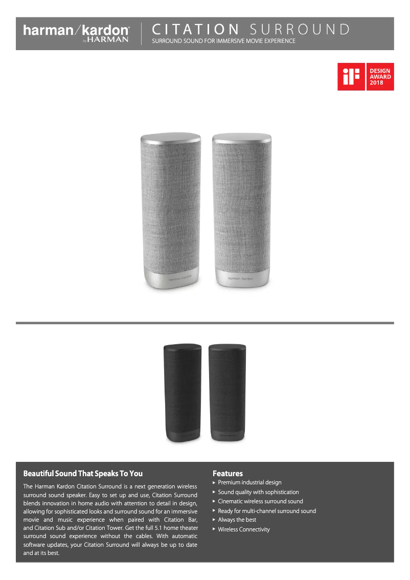 Page 1 de la notice Fiche technique Harman Kardon Citation Surround