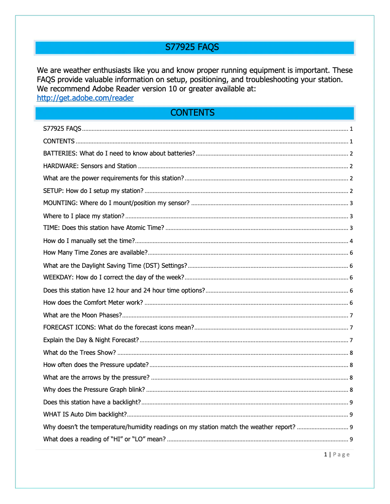 Page n°1 - FAQ La Crosse Technology S77925