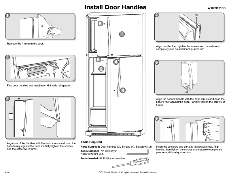 Page 1 de la notice Guide de démarrage rapide Whirlpool WRT541SZDZ