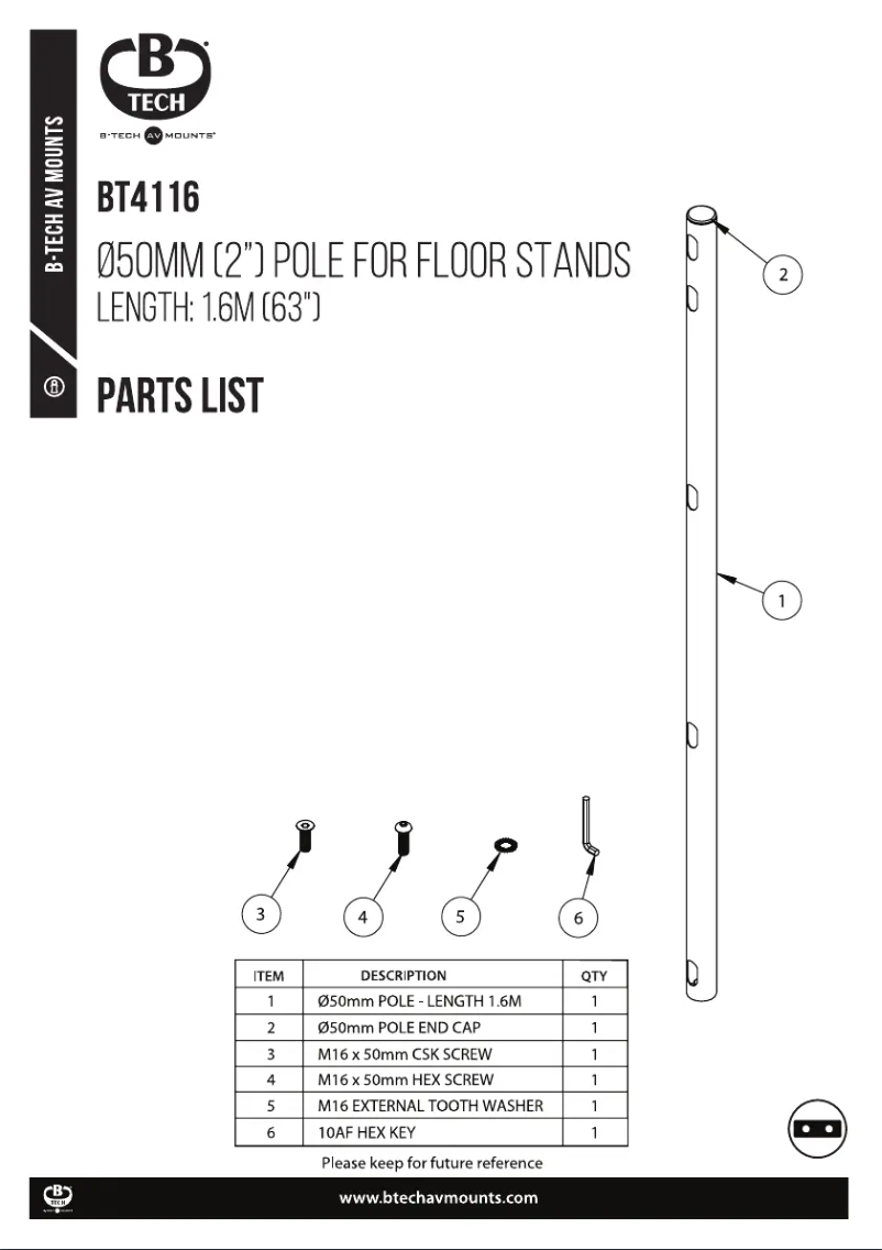 Page 1 de la notice Manuel utilisateur B-Tech BT4116