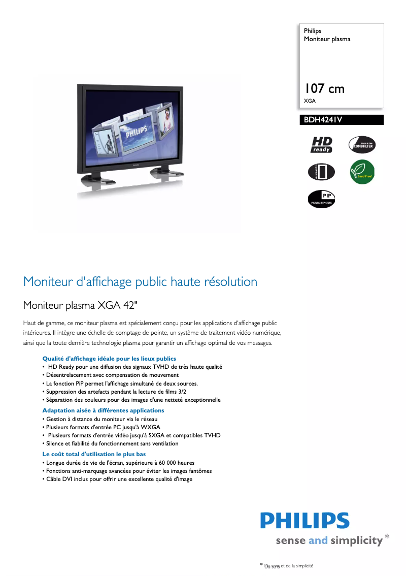 Image de la première page du manuel de l'appareil BDH4241V