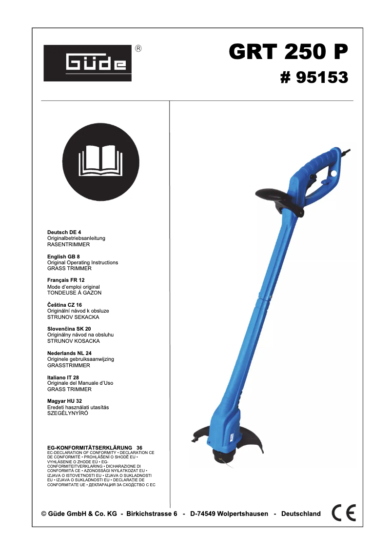 Page 1 de la notice Manuel utilisateur Güde GRT 250 P