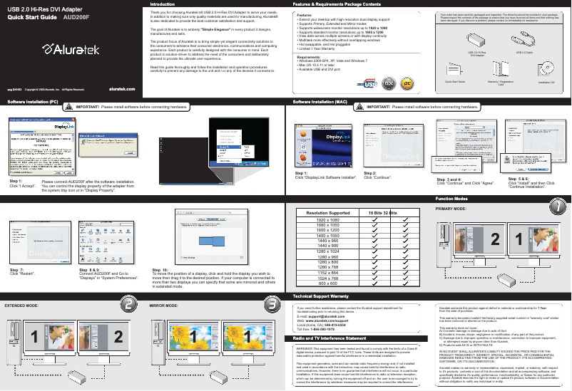 Página 1 del manual Manual de usuario Aluratek AUD200F