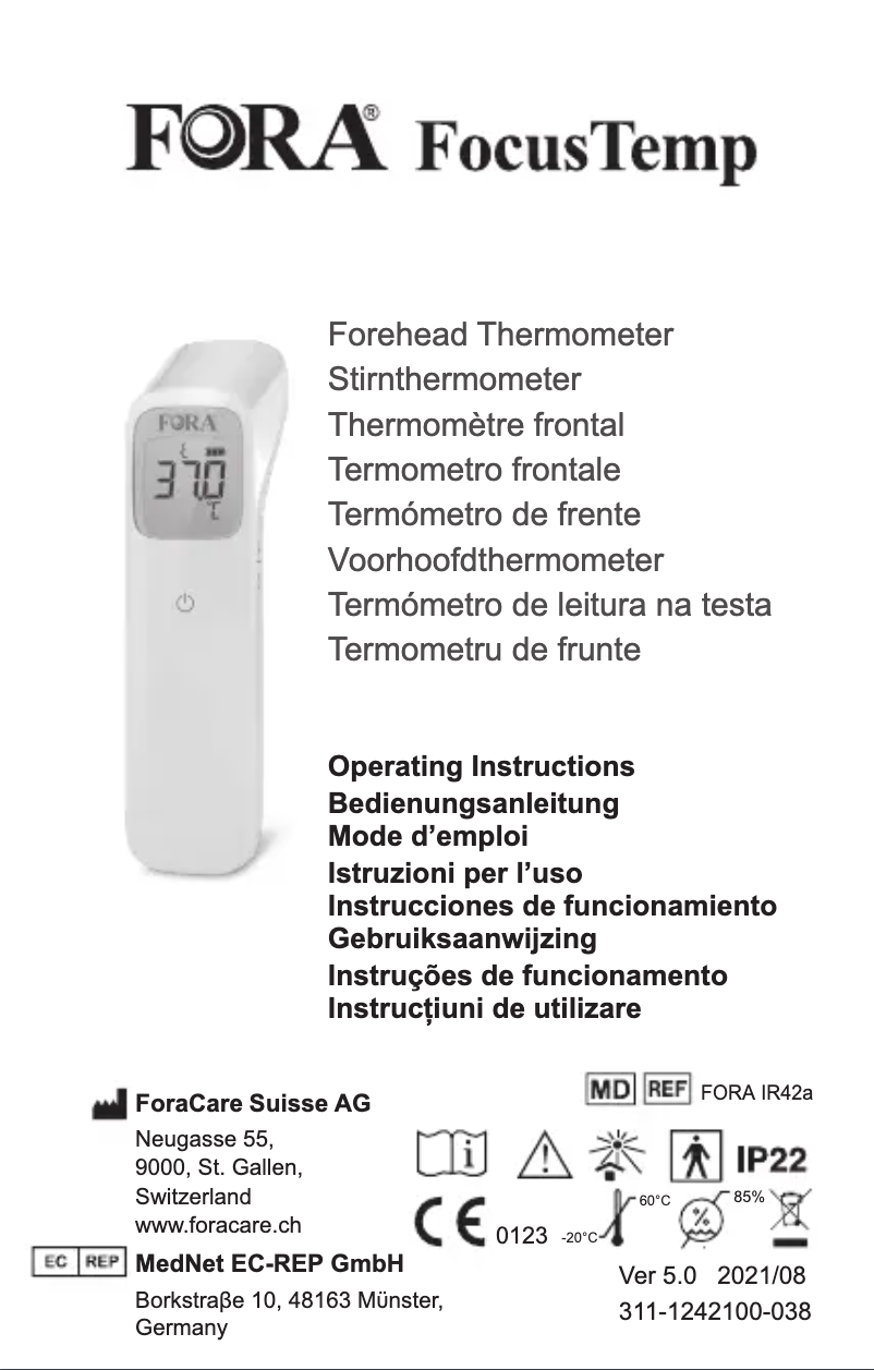 Page 1 de la notice Manuel utilisateur Fora FocusTemp