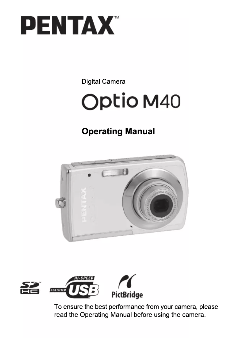 Image de la première page du manuel de l'appareil Optio M40