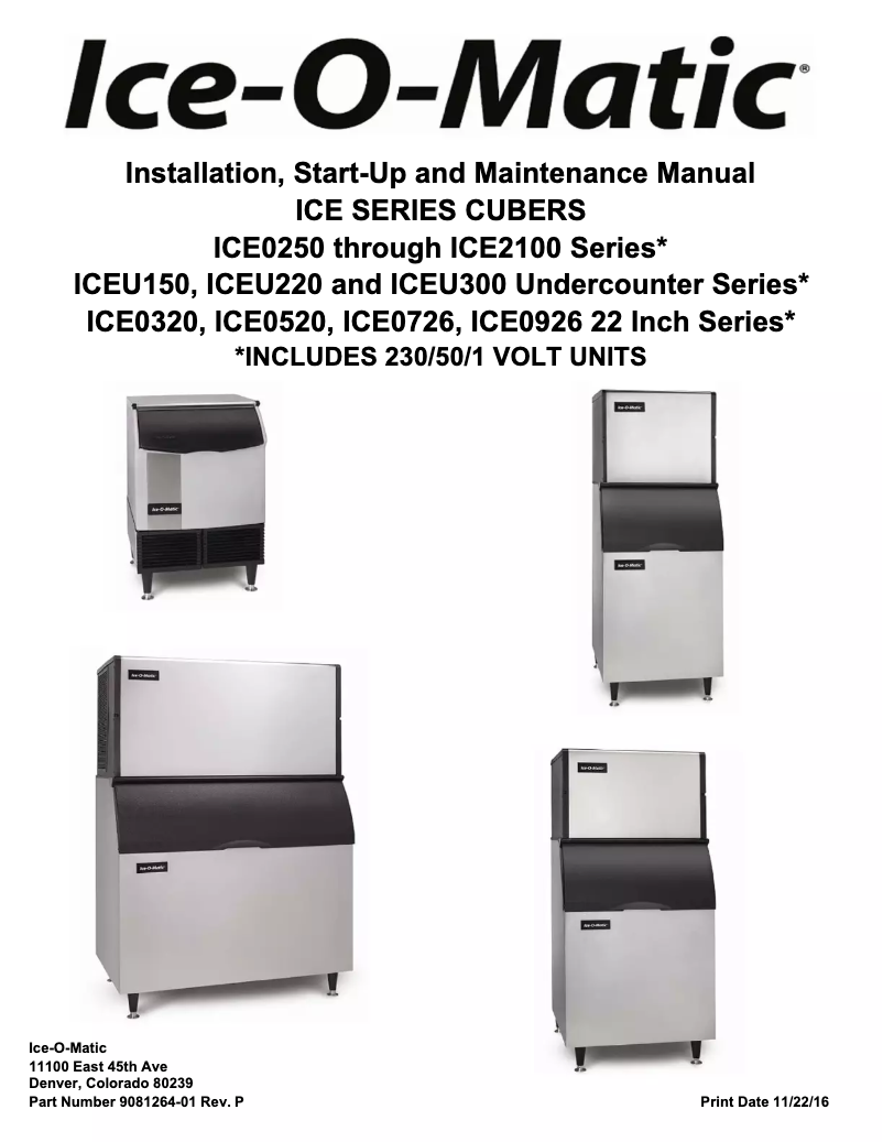 Page n°1 - Manuel utilisateur Ice-O-Matic ICEU150HA