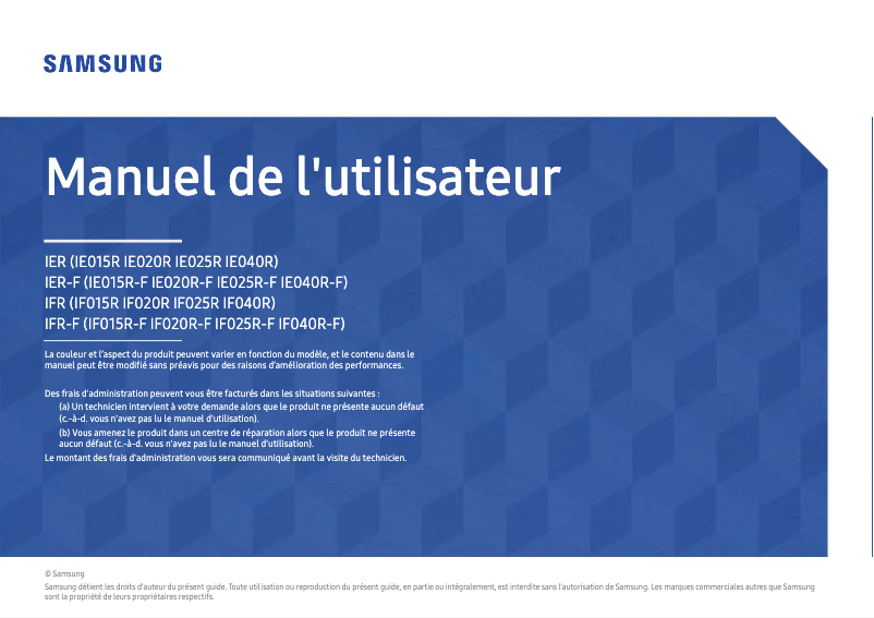 Page 1 de la notice Manuel utilisateur Samsung IF020R-F