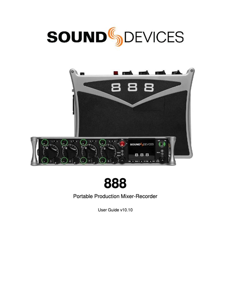 Page 1 de la notice Manuel utilisateur Sound Devices 888