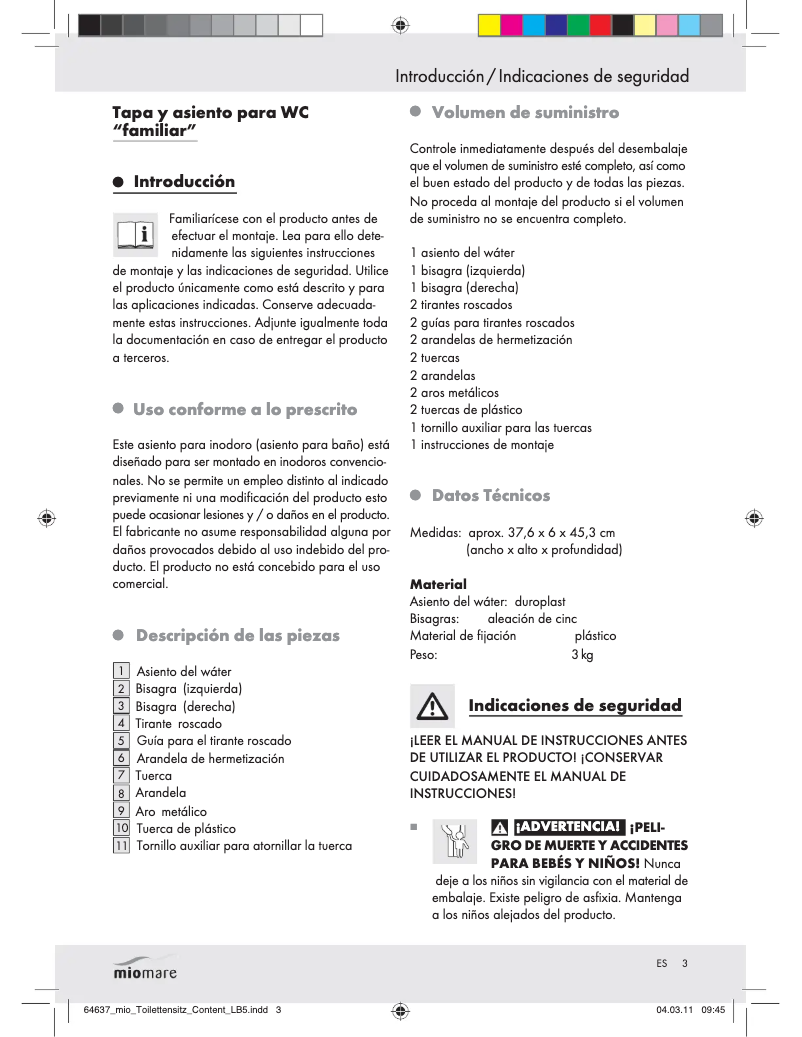 Page 1 de la notice Manuel utilisateur Miomare Z30832
