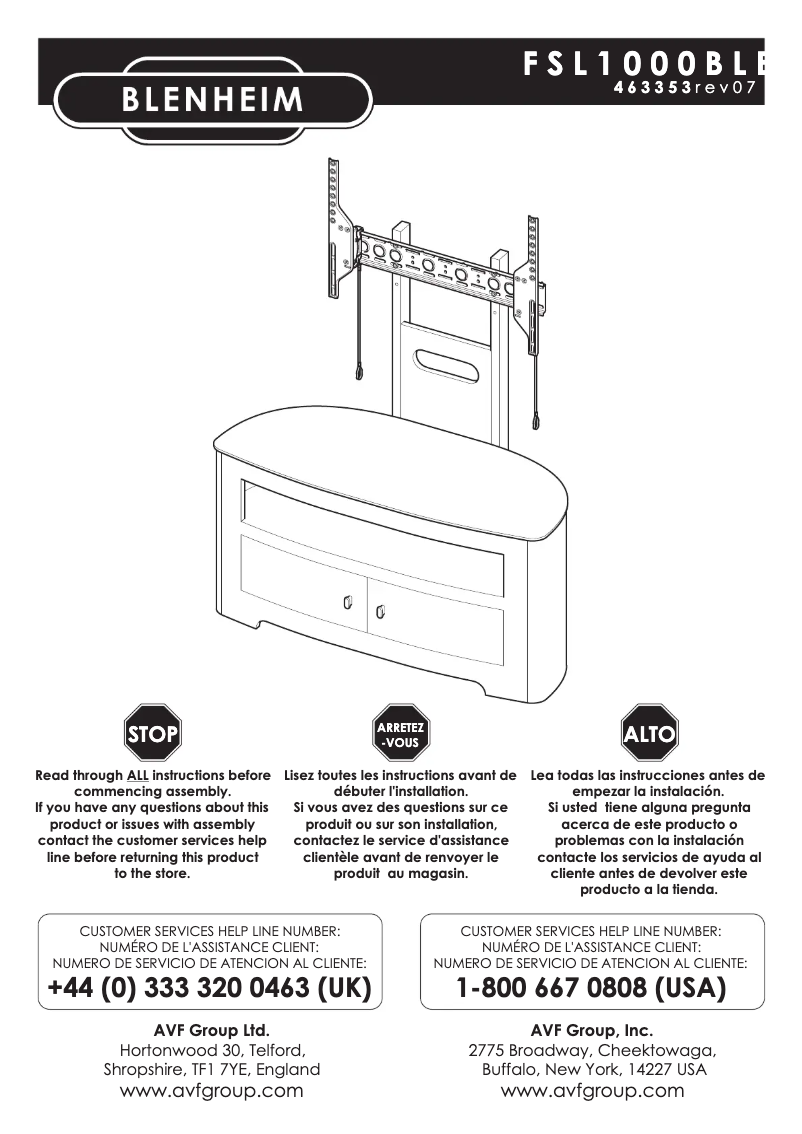 Page 1 de la notice Manuel utilisateur AVF Blenheim
