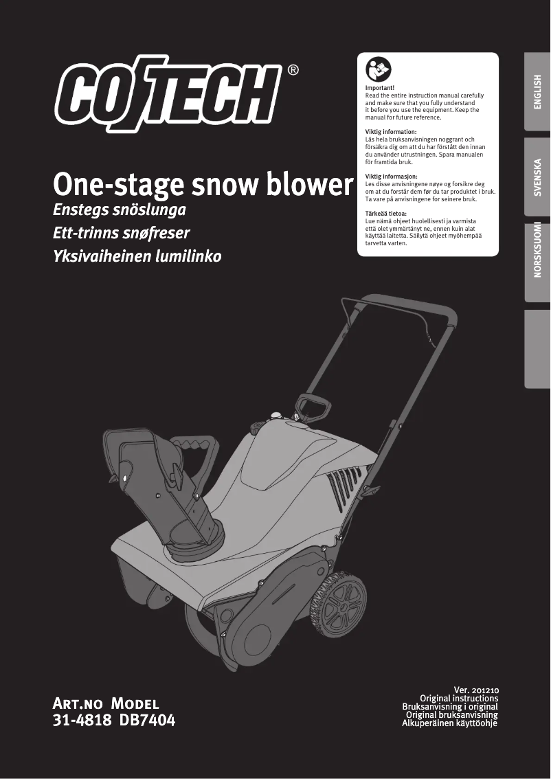 Page 1 de la notice Manuel utilisateur Cotech DB7404