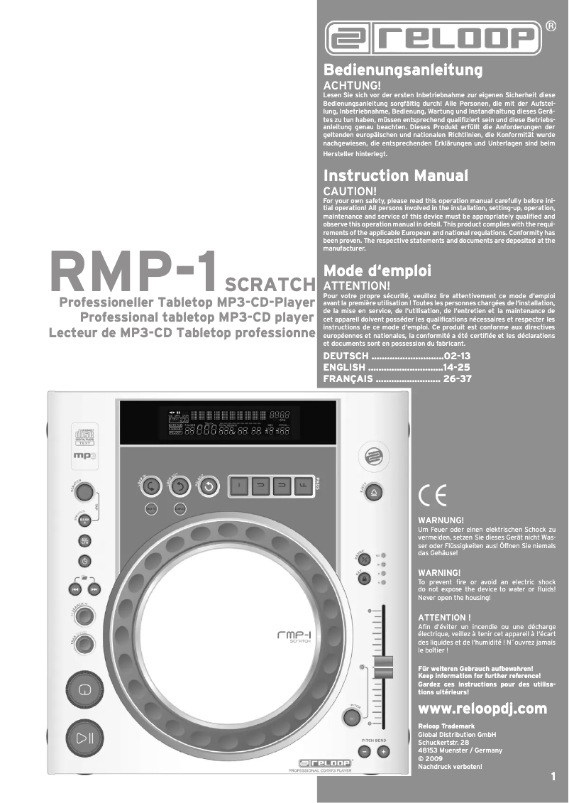 Page n°1 - Manuel utilisateur Reloop RMP-1 SCRATCH
