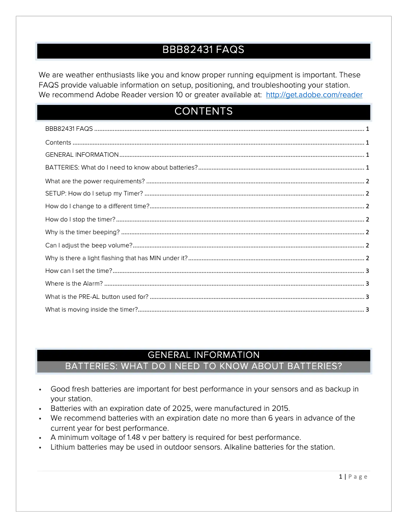 Page n°1 - FAQ La Crosse Technology BBB82431