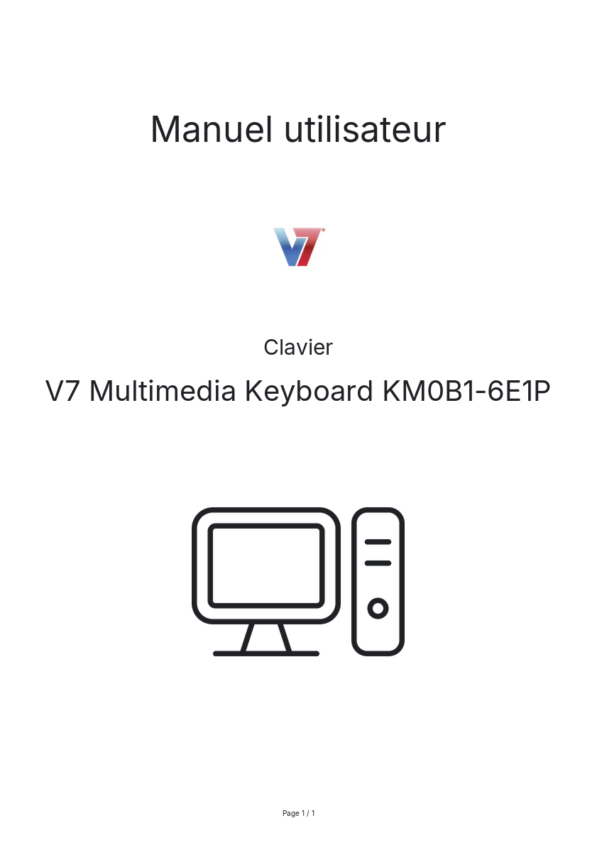 Page n°1 - Manuel utilisateur V7 Multimedia Keyboard KM0B1-6E1P