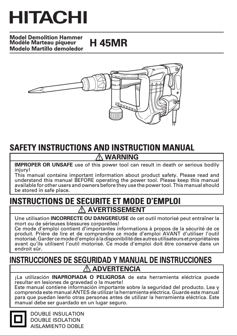 Page n°1 - Manuel utilisateur Hitachi H 45MR