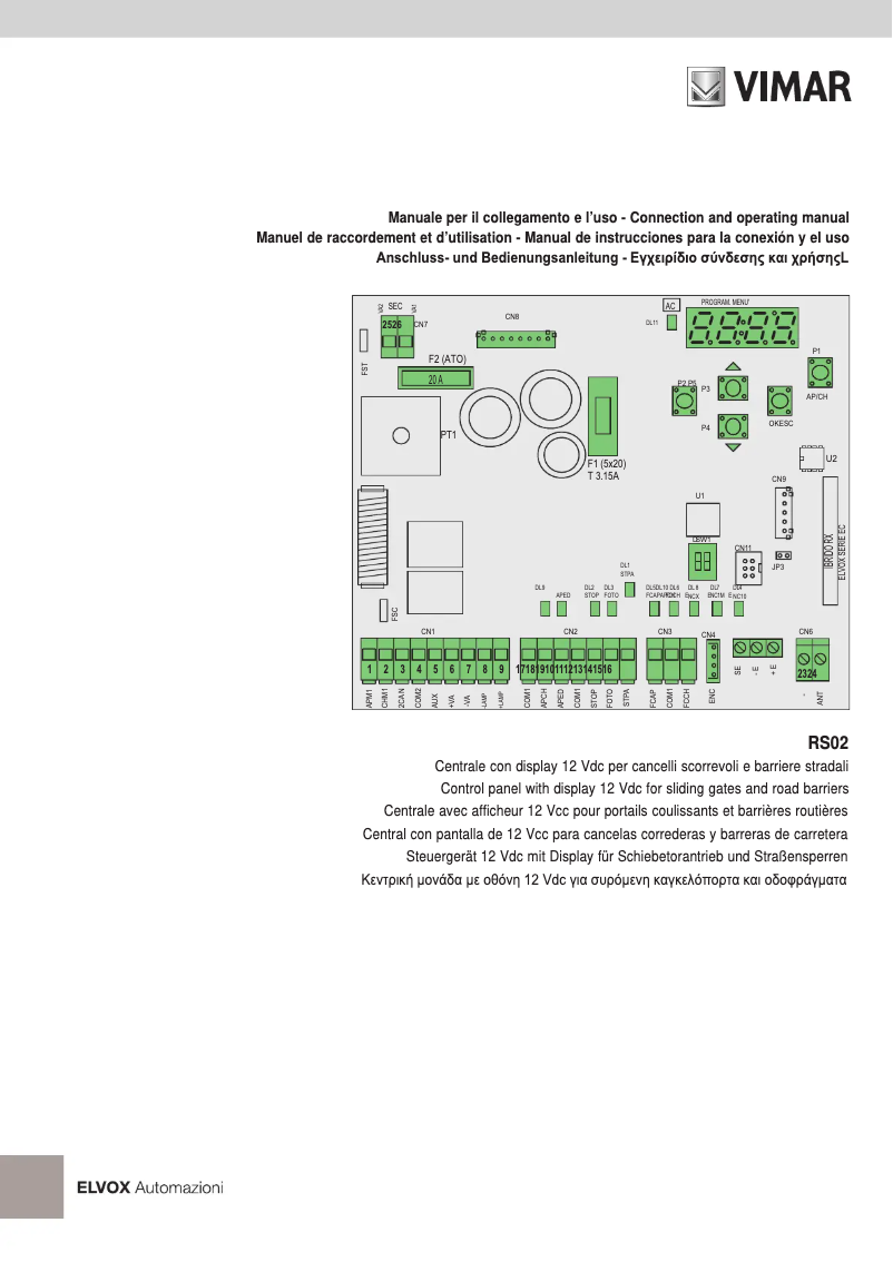 Image de la première page du manuel de l'appareil ELVOX RA98