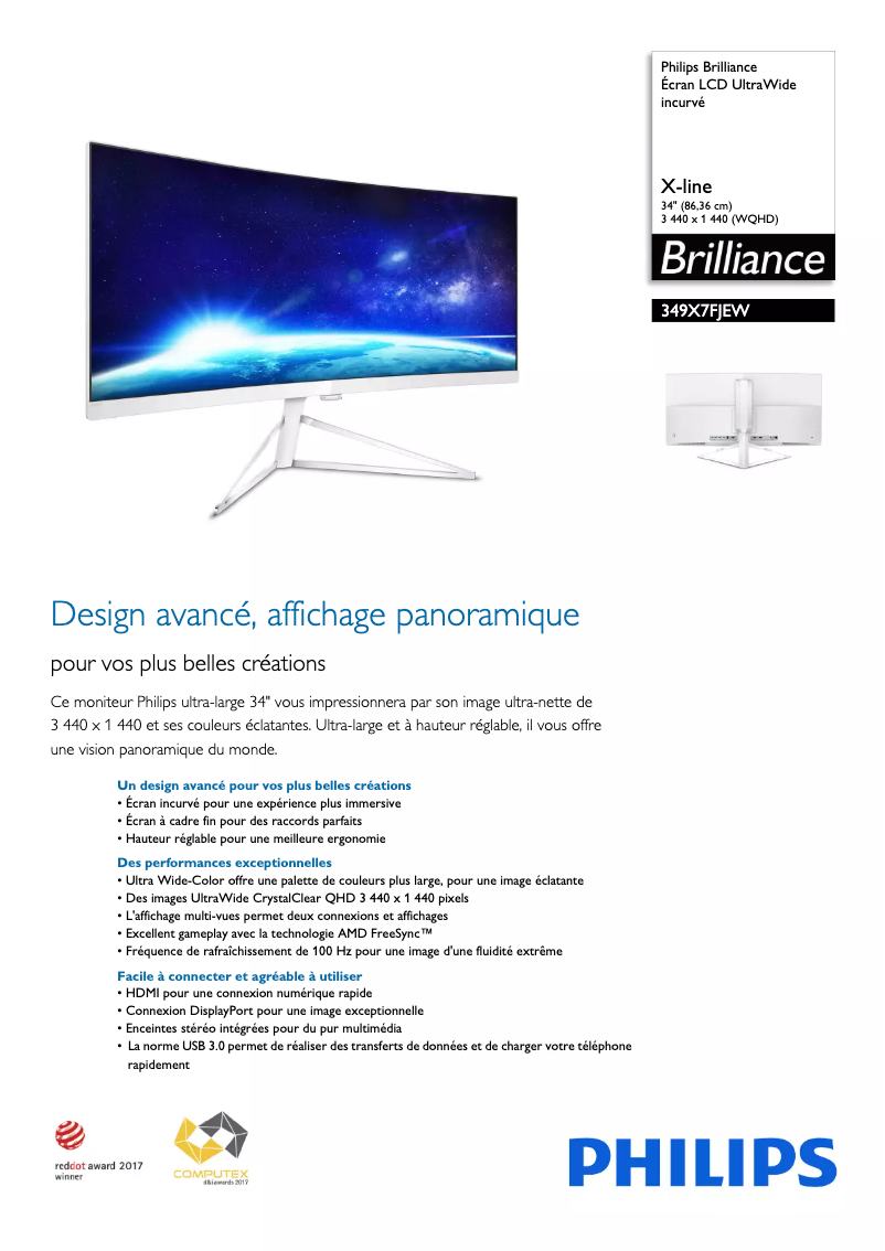 Page n°1 - Fiche technique Philips 349X7FJEW