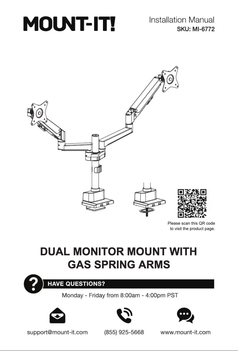 Page n°1 - Manuel utilisateur Mount-It! MI-6772