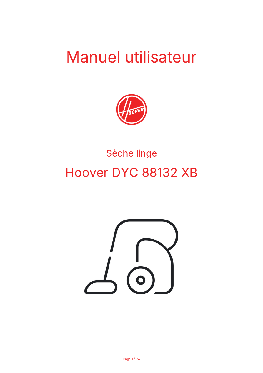 Page n°1 - Manuel utilisateur Hoover DYC 88132 XB