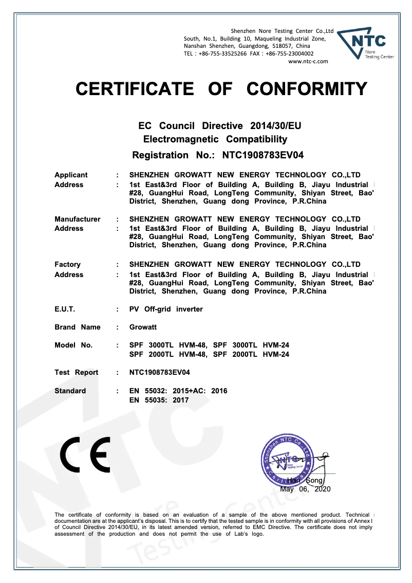 Page 1 of the manual Installation Guide Growatt 5KVA Off-Grid Solar