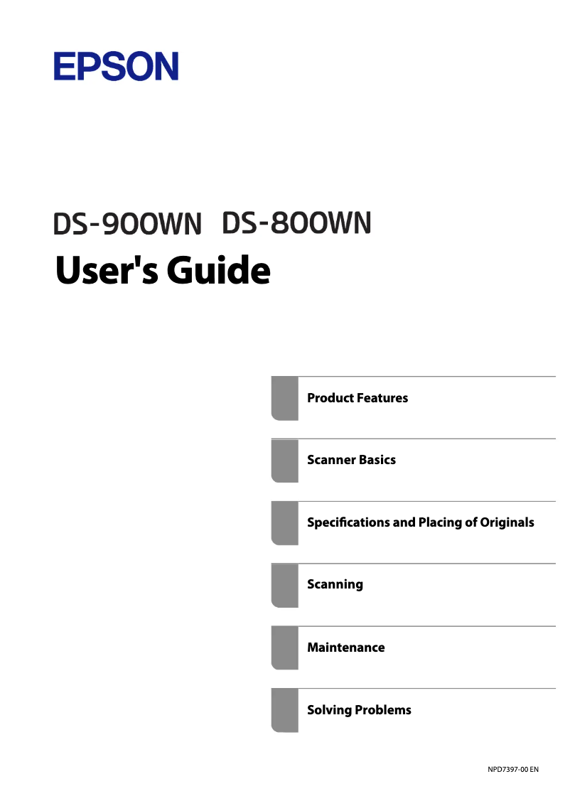 Page 1 de la notice Manuel utilisateur Epson WorkForce DS-800WN