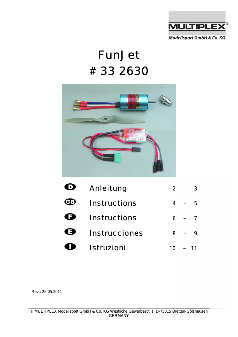 Page n°1 - Manuel utilisateur Multiplex FunJet