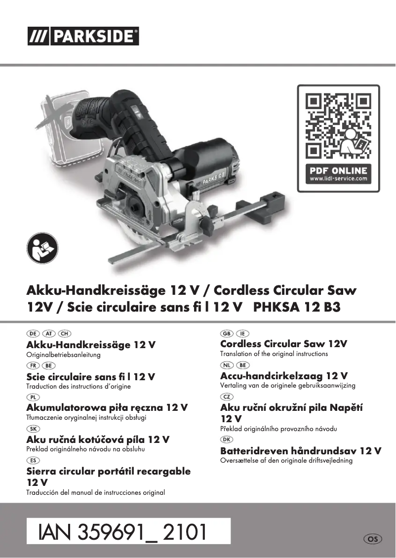 Page n°1 - Manuel utilisateur Parkside PHKSA 20-Li A1