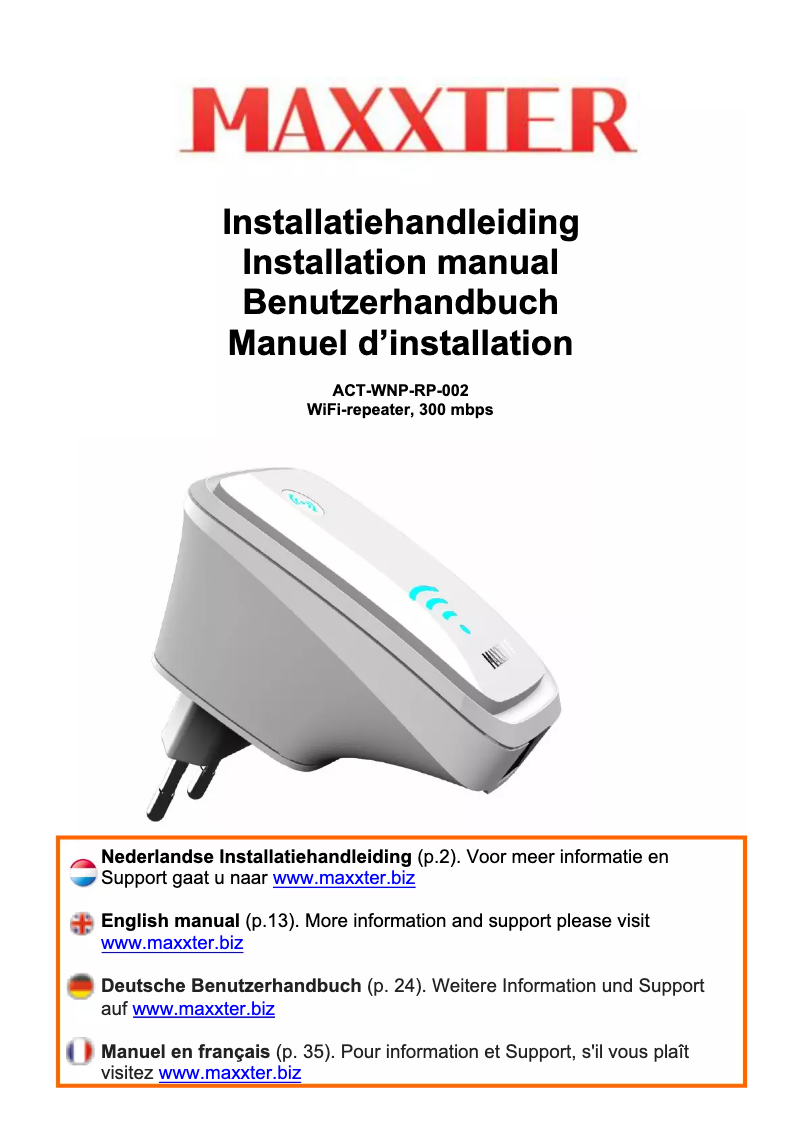 Página 1 del manual Manual de usuario Maxxter ACT-WNP-RP-002-A