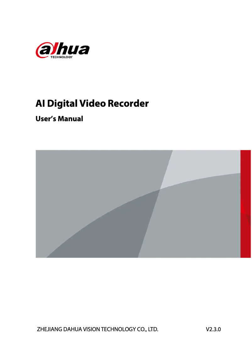 Page n°1 - Manuel utilisateur Dahua Technology XVR7108HE-4K-I3