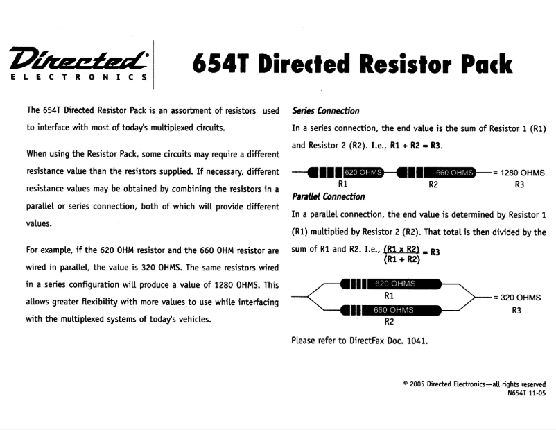 Page 1 de la notice Manuel utilisateur Viper XpressKit 654T Resistor Multi-pack
