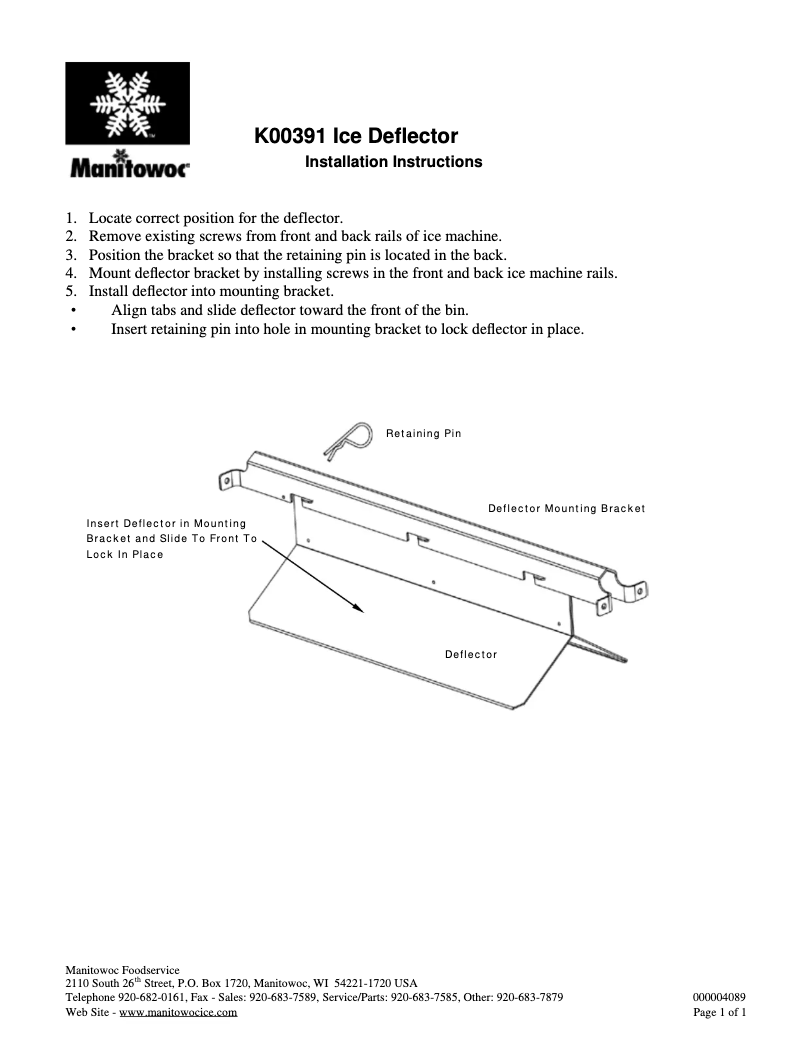 Page n°1 - Instructions / montage Manitowoc ST-3000
