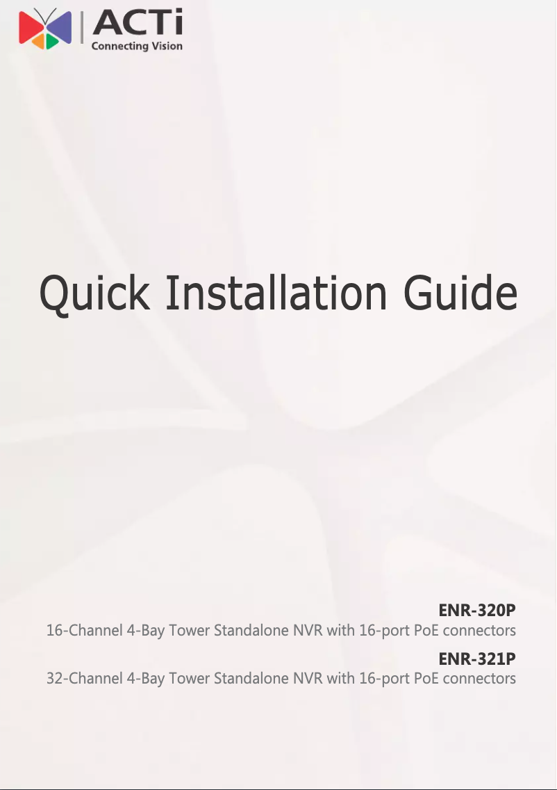 Page n°1 - Manuel utilisateur ACTi ENR-321P