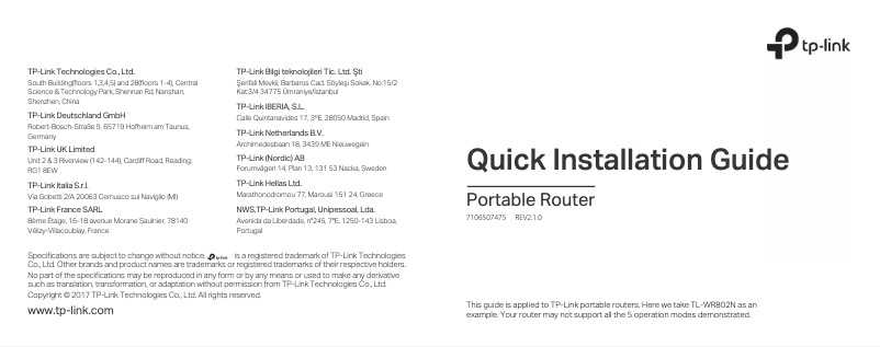 Image de la première page du manuel de l'appareil TL-WR710N