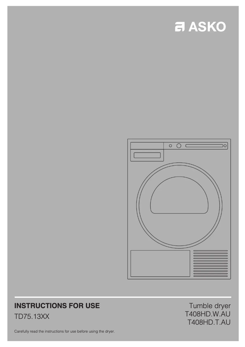 Page 1 de la notice Manuel utilisateur Asko T408HD.T.AU