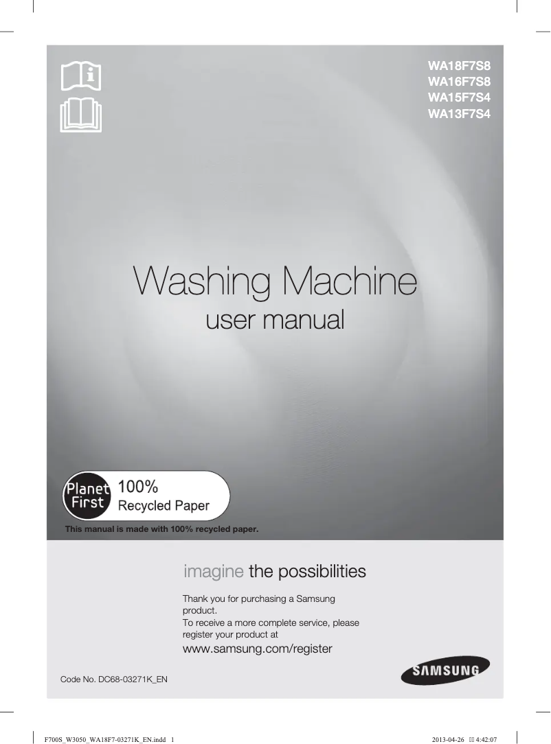 Page n°1 - Manuel utilisateur Samsung WA15F7S4UWW