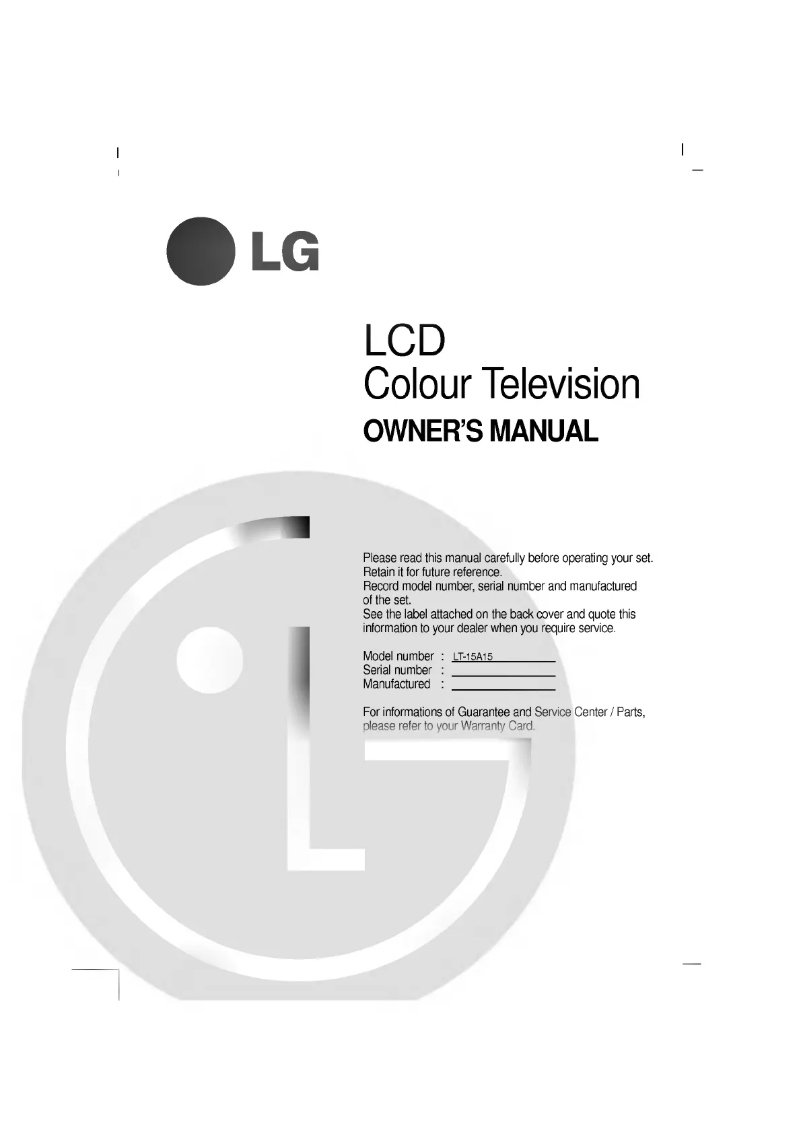 Page 1 de la notice Manuel utilisateur LG LT-15A15