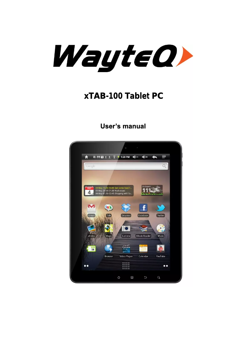 Page 1 de la notice Manuel utilisateur WayteQ XTab 100