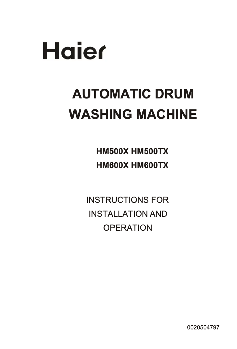 Page n°1 - Manuel utilisateur Haier HM500TX