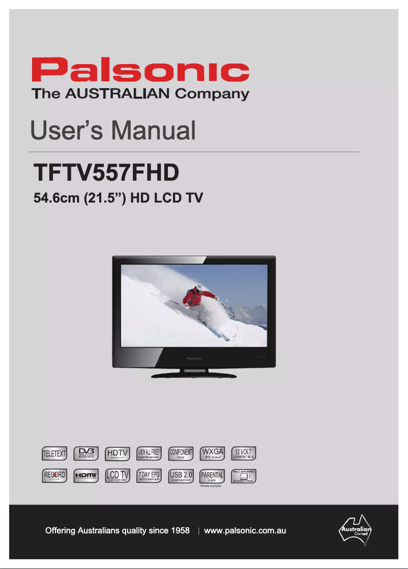 Página 1 del manual Manual de usuario Palsonic TFTV557FHD