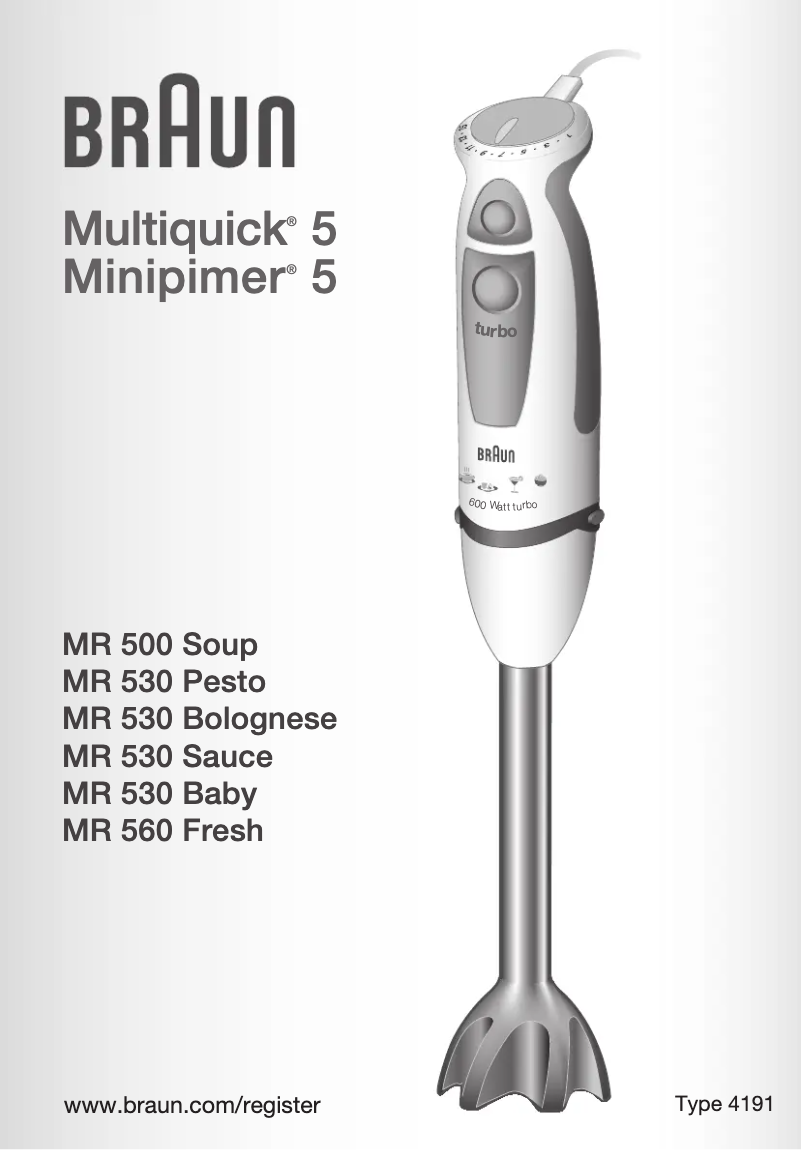 Página 1 del manual Manual de usuario Braun MR 500 Soup