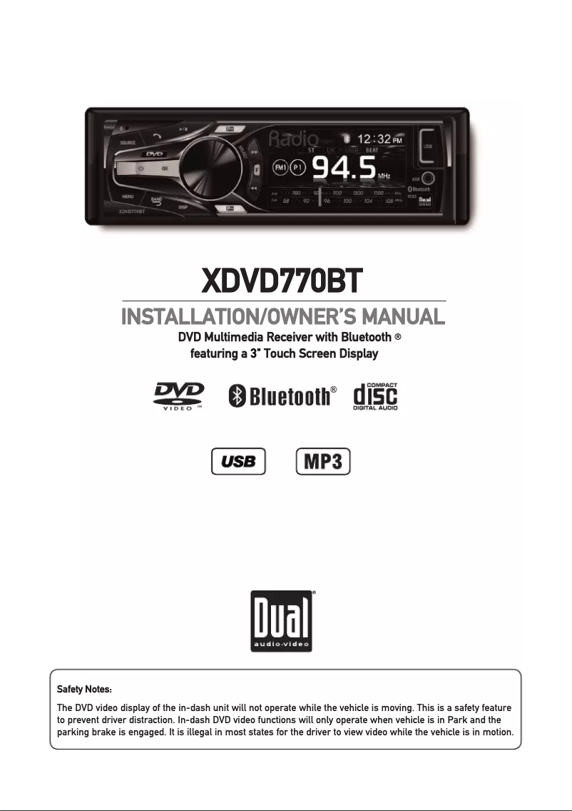 Page 1 de la notice Manuel utilisateur Dual XDVD770BT