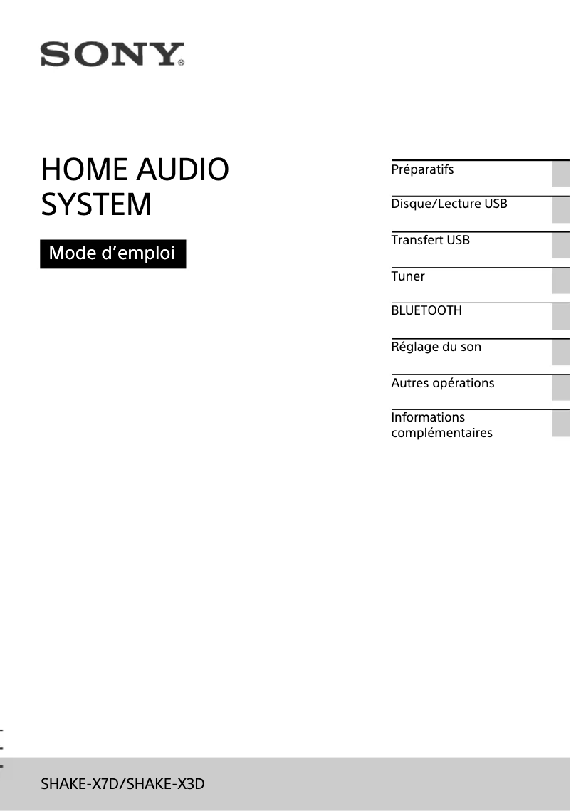 Página 1 del manual Manual de usuario Sony SHAKE-X7D