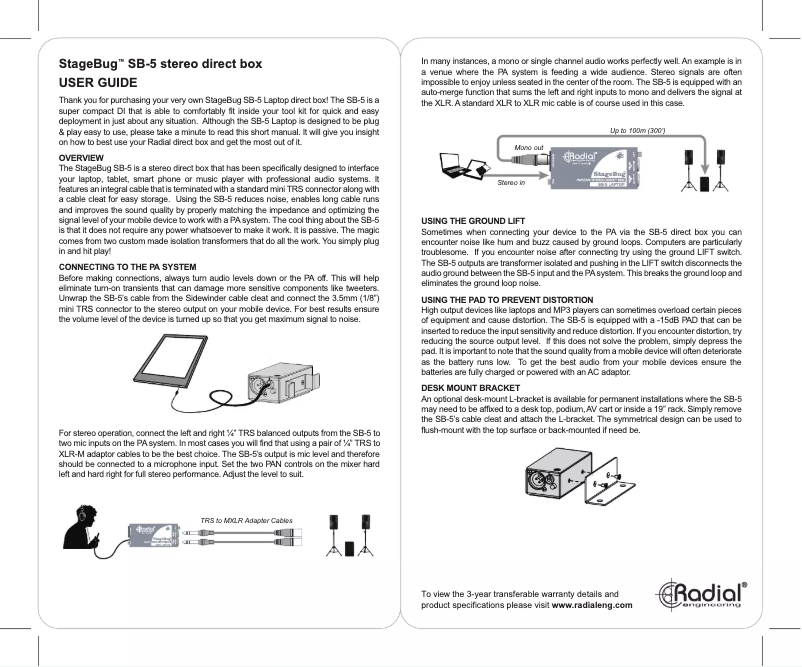 Image de la première page du manuel de l'appareil StageBug SB-5