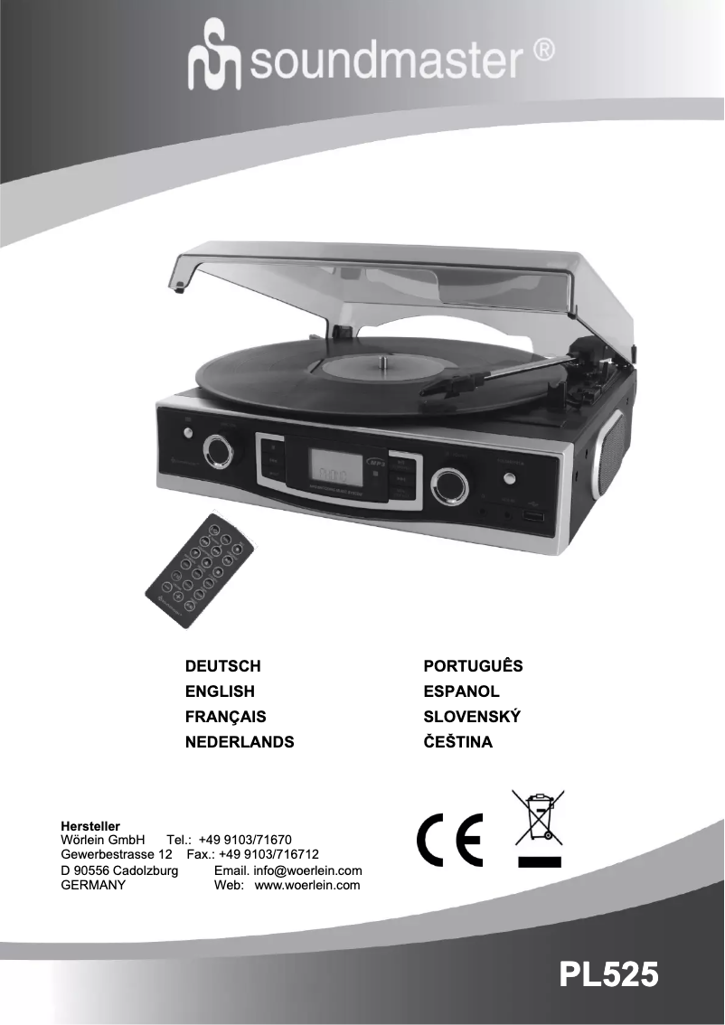 Page 1 de la notice Manuel utilisateur Soundmaster PL525