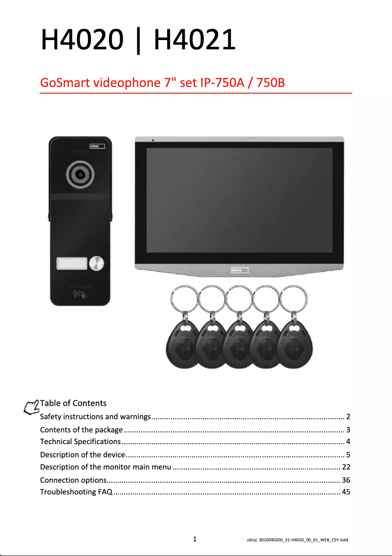 Page 1 de la notice Manuel utilisateur Emos H4021