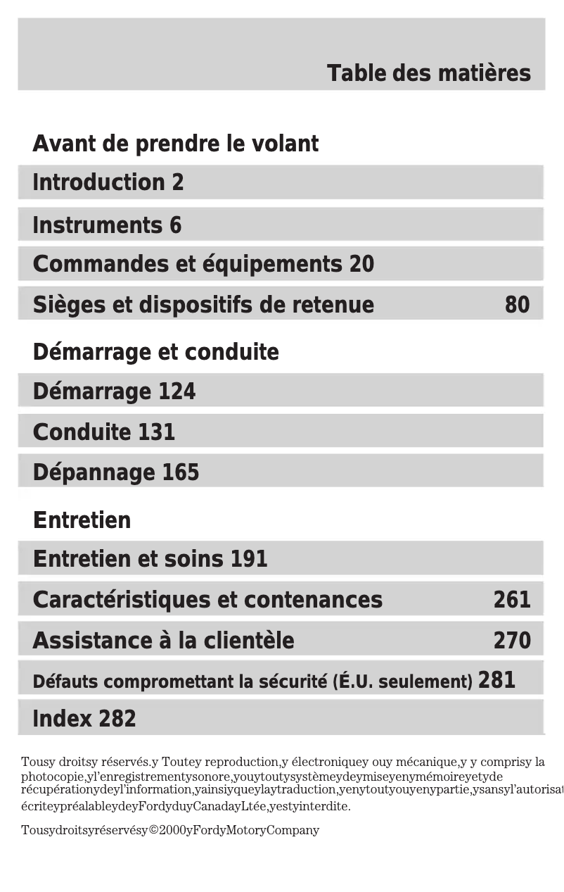 Page 1 de la notice Manuel utilisateur Ford Focus (2001)